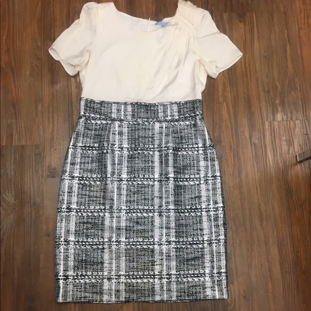 Antonio Melani cream and black shimmer dress
